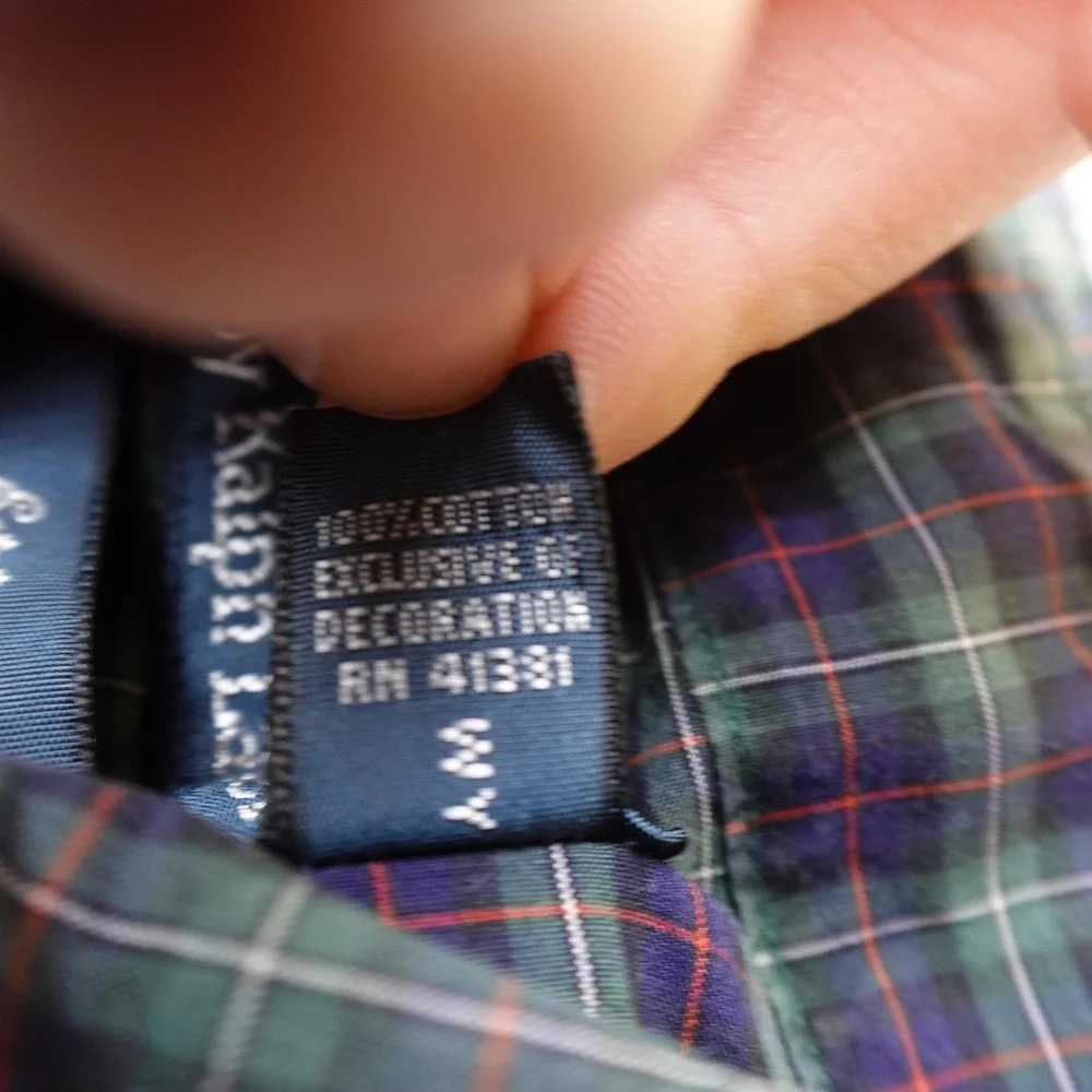 VTG Polo Ralph Lauren Shirt Mens M 15.5 Blackwatch Tartan Plaid Estate Button Up